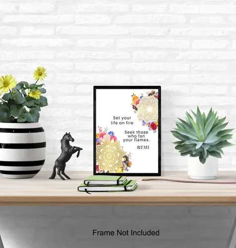 Vista 5 de Rumi - Decoración de pared Zen - Arte de pared Namaste Lotus Mandala - Cita motivacional positiva inspiradora regalo budista espiritual para mujeres