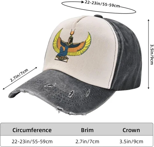 Vista 3 de Cotton Low Profile Dad Hat Egyptian-Goddess-Angel Unisex Washed Baseball Cap Casual Dad Ball Hat Black and White