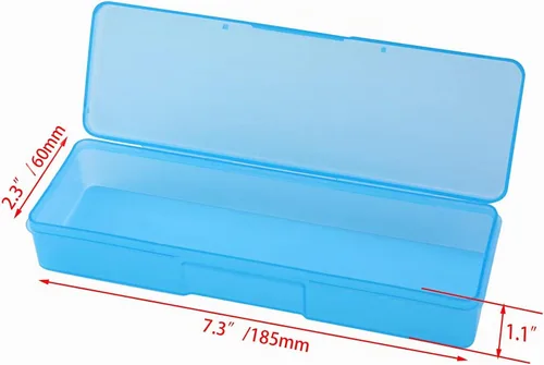 Vista 2 de 4 contenedores de almacenamiento rectangulares transparentes (azul)