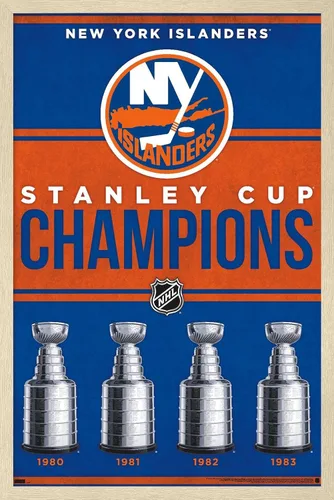 Vista 7 de Trends International NHL New York Islanders - Póster de pared Champions 23, 22.4 pulgadas de largo x 14.7 pulgadas, versión enmarcada en madera