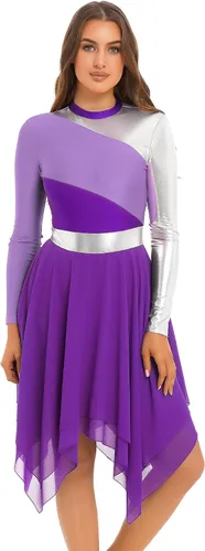 Vista 7 de Aislor Vestido de baile litúrgico de alabanza litúrgica para mujer, disfraz de adoración de iglesia #2