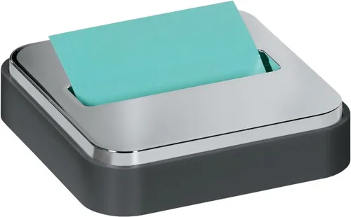 Vista 9 de Dispensador de notas Post-it con notas Post-it emergentes, base negra con parte superior de acero, 1 bloc de notas superadhesivas Aqua Splash de 3 x