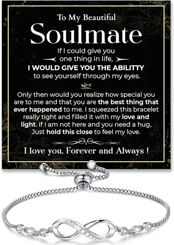 Vista 20 de Pulsera Para Mi Alma Gemela, pulsera de alma gemela para mujeres, regalo de joyería de alma gemela de novio, marido, amigo con tarjeta de mensaje