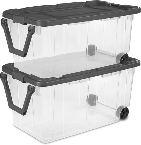 Vista 23 de Sterilite - Caja apilable modular con tapa de cierre, 16 cuartos de galón, paquete de 6 Contenedores de almacenamiento de plástico transparente