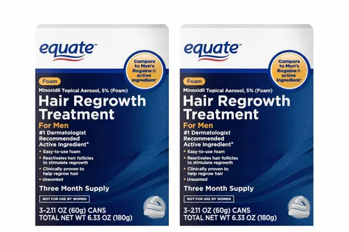 Vista 3 de Equate Hair Regrowth Treatment for Men, Extra Strength, 3 Month Supply, 2 oz Bottles, 3 Count - Effective Thinning Hair Solution, Minoxidil 5%
