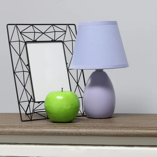 Vista 4 de Simple Designs LT1197-PRP Lámpara de Mesa de Cerámica Ovalada Mini Elegante y Estilizada Oblonga de 9.45" con Pantalla a Juego, para Sala de Estar