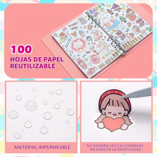 Vista 3 de SUNEZLGO Álbum de pegatinas reutilizable con 100 hojas, libro de colección con bolsillos, A5