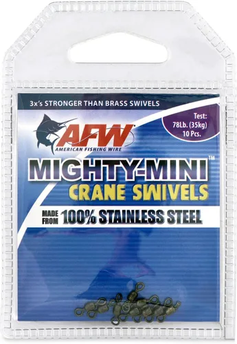 Vista 7 de AFW American Fishing Wire Fishing Swivels - Mighty Mini 100% Stainless Steel Crane Swivels, 3X Stronger Than Brass, for Terminal Tackle Box, Up to