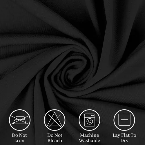 Vista 4 de Funda de mesa de poliéster ajustada de 4 pies con spandex, cubierta de mesa elástica, protector de mesa con parte trasera abierta - Negro