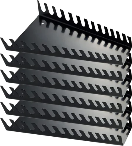 Vista 7 de Reniteco Organizador de llaves de metal con 26 ranuras, juego de bandejas para llaves, organizador de herramientas montado en la pared para Negro