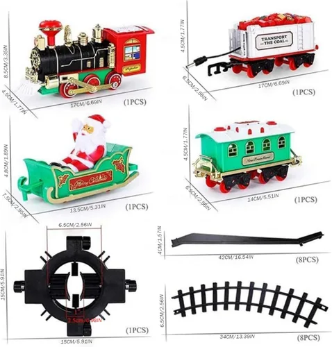 Vista 5 de Juego de tren de Navidad con tren y pista, árbol de Navidad eléctrico con sonidos y luz, juguetes interactivos eduaccionales para niños, regalos