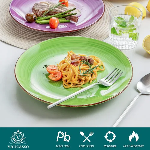 Vista 7 de vancasso Bonita Pasta Bowls Set of 6, 10.5 Inch Ceramic Dinner Plates Sets of 6