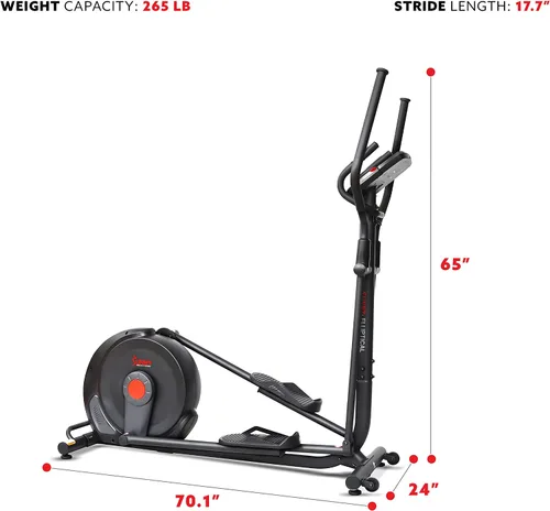 Vista 6 de Sunny Health & Fitness Elliptical Silent Exercise Machine with Long Stride Negro