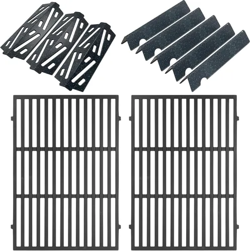 Vista 9 de SafBbcue Kit de piezas de repuesto para parrilla Weber Genesis serie 300, rejillas de parrilla de acero inoxidable 7524, barras aromatizantes 7620