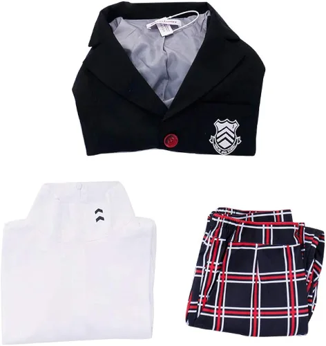 Vista 2 de miccostumes Disfraz de uniforme escolar protagonista para hombre Negro