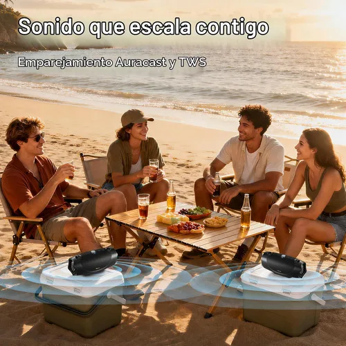 Vista 7 de Hisense FlexBoom - Altavoz Bluetooth portátil, IP67 impermeable, a prueba de polvo y golpes, hasta 80 W de gran sonido, Bluetooth 6.0, Auracast, TWS