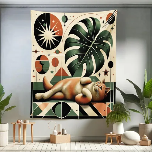 Vista 37 de Ambesonne Tapiz de hongos, atmósfera psicodélica, escena astral estrellada con motivos orientales trippy, decoración de tela para colgar en la pared