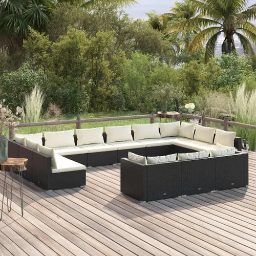 Vista 33 de Sofá de 3 plazas con cojines de ratán de poliéster marrón, juego de muebles de patio al aire libre con 3 sofás centrales para patio trasero, jardín