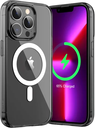 Vista 19 de JETech Funda magnética para iPhone 13 de 6.1 pulgadas, compatible con carga inalámbrica MagSafe, a prueba de golpes, parte trasera transparente
