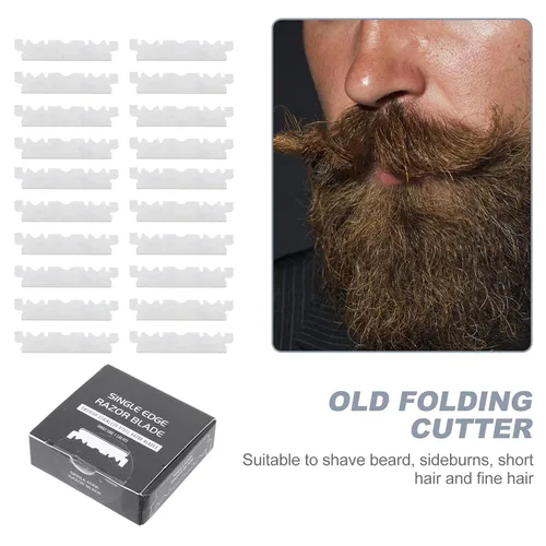 Vista 6 de Beaupretty 100 unids rasuradora de mano cuchilla de afeitar facial de acero cortador de cara barbería rasuradora de cara hombres cortador de fresado