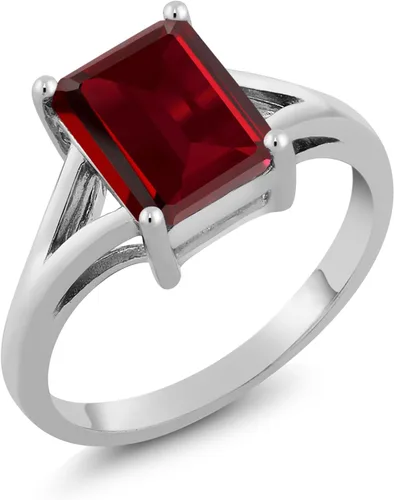 Vista 43 de Gem Stone King Anillo de compromiso solitario con diseño clásico de vástago dividido para mujer, plata de ley 925, piedra natal de piedra preciosa