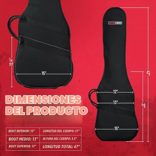 Vista 6 de Gator Cases Funda para Bajo con Espuma Acolchada, Se Adapta a Bajos Jazz y Precision de hasta 46.5" de Largo (GBE-BASS) Se adapta a guitarras bajo
