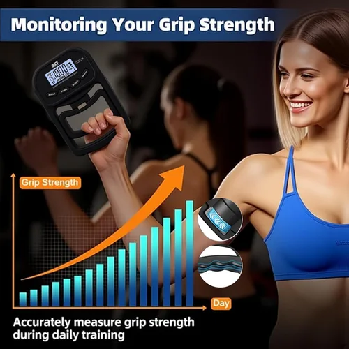 Vista 5 de Entrenador de fuerza de agarre de mano, dinamómetro de agarre de mano de 396 libras/396.8 lbs con pantalla LCD, ideal para deportes, escuela y uso