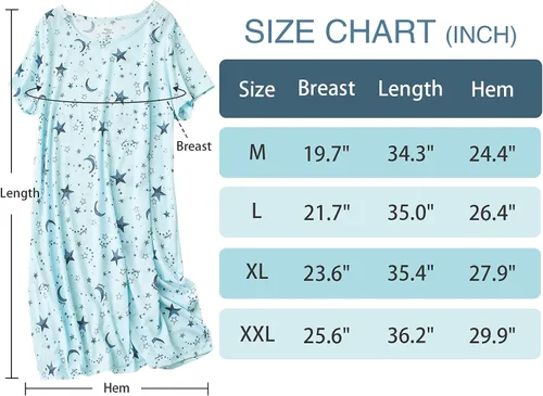 Vista 6 de American Trends Camisones para mujer, de algodón, de manga corta, vestido de noche, casual, pijama suave, ropa de dormir