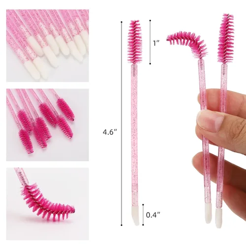 Vista 2 de 100 varitas desechables para rímel de pestañas de doble extremo, cepillo de labios, aplicador de lápiz labial, brocha para extensiones de pestañas