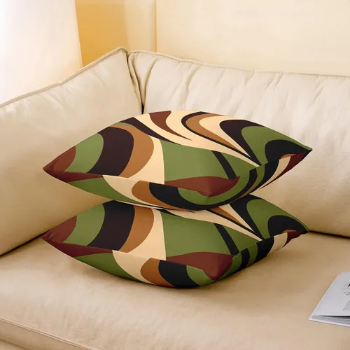 Vista 9 de Juego de 2 fundas de almohada abstractas de 16 x 16 pulgadas para niños, niñas, adolescentes, decoración de dormitorio, moderna a rayas, decoración