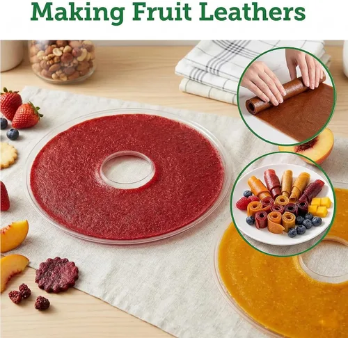 Vista 6 de ZOOFOX Paquete de 6 hojas de rollos de frutas, hojas redondas de plástico deshidratador con bordes, alfombrillas reutilizables para secadora
