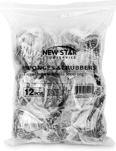 Vista 9 de New Star Foodservice 54460 Esponjas de acero inoxidable extra grandes (1.76 onzas), juego de 12