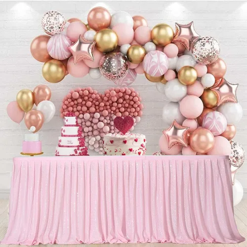 Vista 10 de PartyDelight Falda de mesa de lentejuelas doradas de 4 pies para mesa redonda/rectangular/cuadrada para fiesta de cumpleaños, boda, Navidad