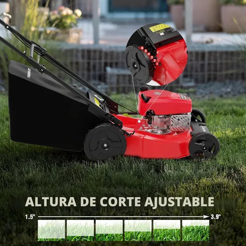 Vista 4 de PowerSmart Cortacésped a gas, cortacésped de empuje de 21 pulgadas con motor OHV de 140 cc, cubierta de acero, bolsa 3 en 1/mantillo/descarga