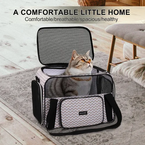 Vista 7 de BAGLHER Transportador de viaje para mascotas, transportador de perros para gatos pequeños y medianos, perros, cachorros, aprobado por aerolíneas