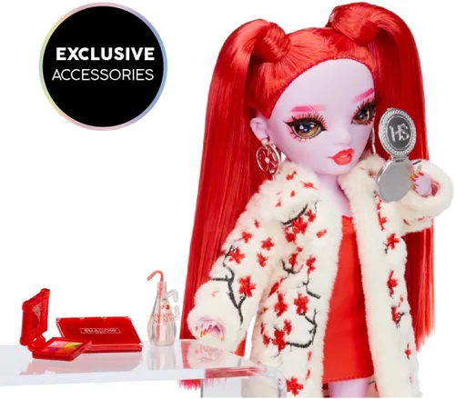Vista 4 de Rainbow High Shadow High Rosie - Muñeca de moda roja. Traje elegante, cabello extra largo y más de 10 accesorios de juego coloridos. Gran regalo