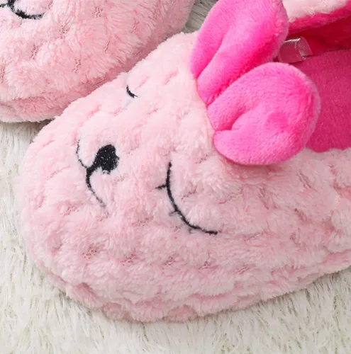 Vista 4 de DADAWEN Pantuflas de felpa suave para niños y niñas pequeños con dibujos animados, zapatos cálidos para casa