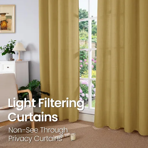 Vista 40 de BGment Cortinas de Lino Beige de 63 Pulgadas de Largo 2 Paneles - Tratamientos para Ventanas con Textura de Arpillera Filtrantes de Luz Cortinas B