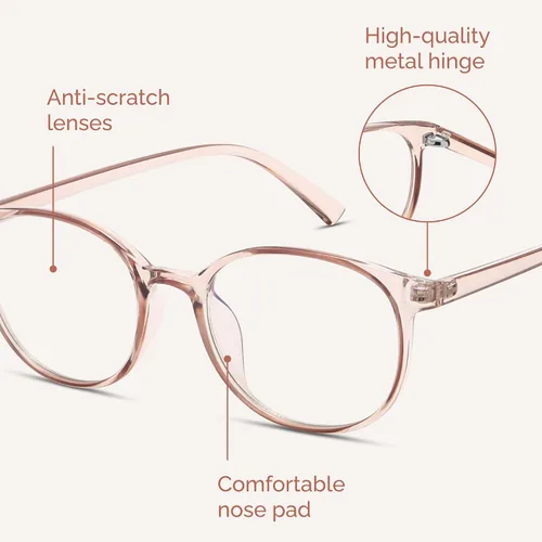 Vista 4 de Miyya - Lentes con bloqueo de luz azul para mujeres, lentes modernos redondos transparentes anti luz azul, antifatiga ocular y antirreflejante UV