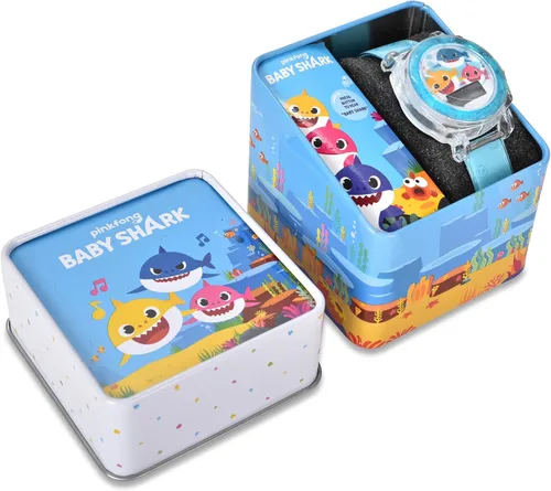 Vista 2 de Baby Shark BBS6001AZ - Reloj de cuarzo para niños con correa de plástico, color azul, 18