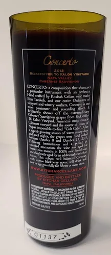 Vista 2 de 2013 Kitchak Cellars Cabernet Sauvignon Concerto Beckstoffer To Kalon Vineyard Wine Bottle Candle - Unique Decor Accent Crafted from an Authentic