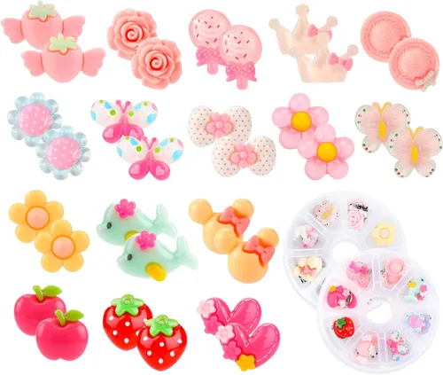 Vista 8 de Hifot 16 Pairs Clip on Earrings Girls, No Pierced Design Earrings Dress up Pretend Princess Play Jewelry Accessories for Kids