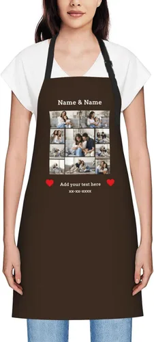 Vista 42 de Delantales personalizados para mujer, diseño de delantal de chef ajustable con nombre, textos, fotos, flores, regalos para el día de la madre