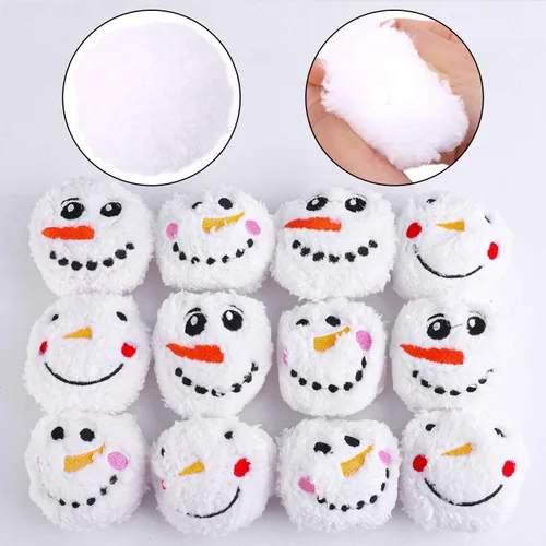 Vista 3 de Aneco Juego de 12 bolas de juguete de nieve, bolas de muñeco de nieve de felpa, pelota de lucha de nieve con una bolsa realista para adultos