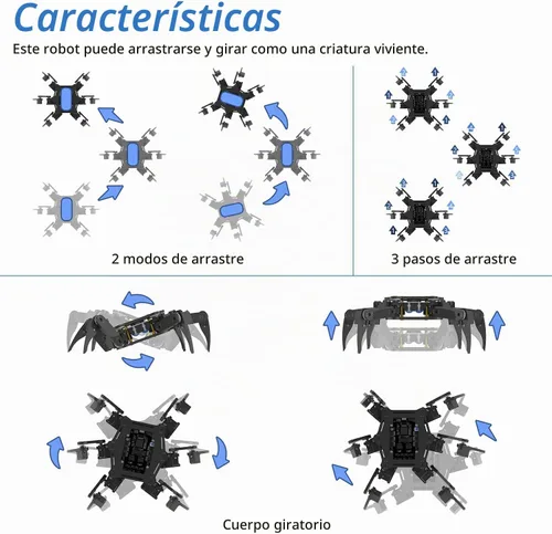 Vista 3 de Freenove - Kit de robot hexápodo con control remoto (compatible con Arduino IDE), torsión de arrastre para caminar, control remoto de aplicación