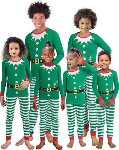 Vista 10 de KikizYe Pijamas a juego de Navidad, festividades para la familia Niños/Rojo/Reno