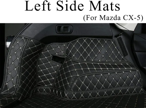 Vista 2 de Alfombrillas para maletero para Mazda CX-5 2016-2024 2016-2024 + alfombrilla para respaldo+panel lateral (negro con costuras negras) Rear Trunk