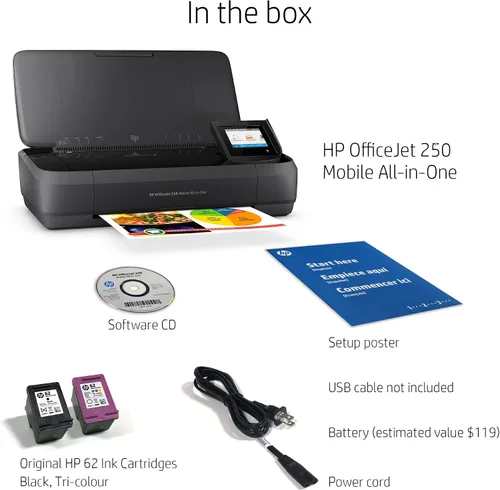 Vista 14 de Impresora móvil todo en uno HP Officejet 250 (cz992 a), Negro