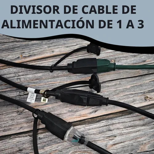 Vista 8 de EP 12 FT 16/3 SJTW - Cable de extensión para interiores, 1 a 3, divisor de Negro