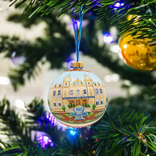 Vista 7 de Casino de Montecarlo, adorno navideño de bola de cristal de Mónaco 4 pulgadas